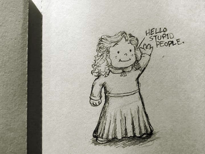 Hello stupid people sketch drawing by Mdweller.